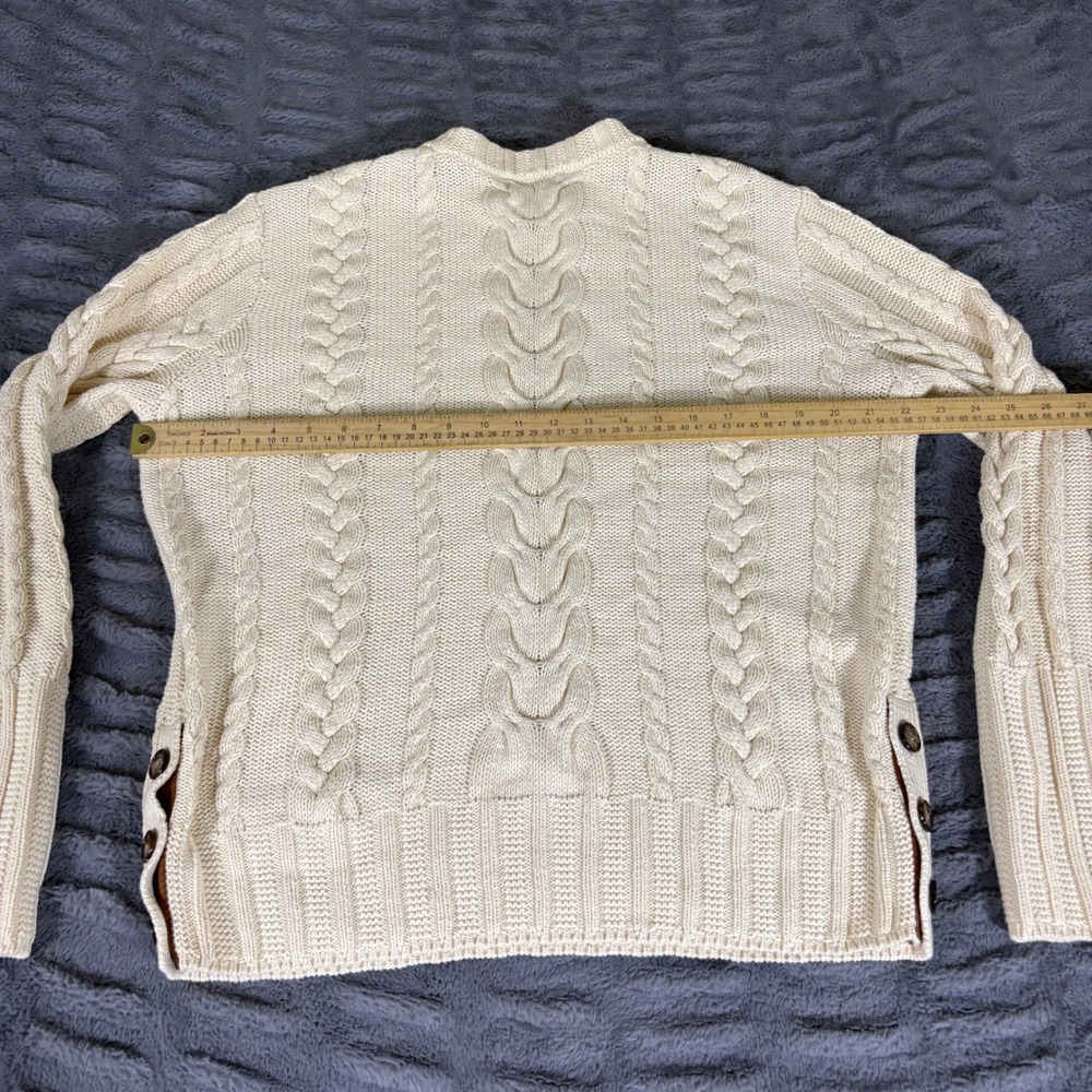 Polo Ralph Lauren Cream Cotton Cable Knit Side Button Sweater Large AR911 - Picture 6 of 8